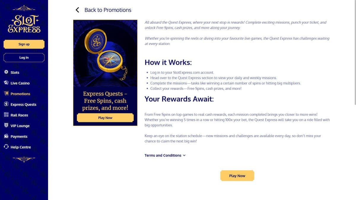 Express missions SlotExpress Casino