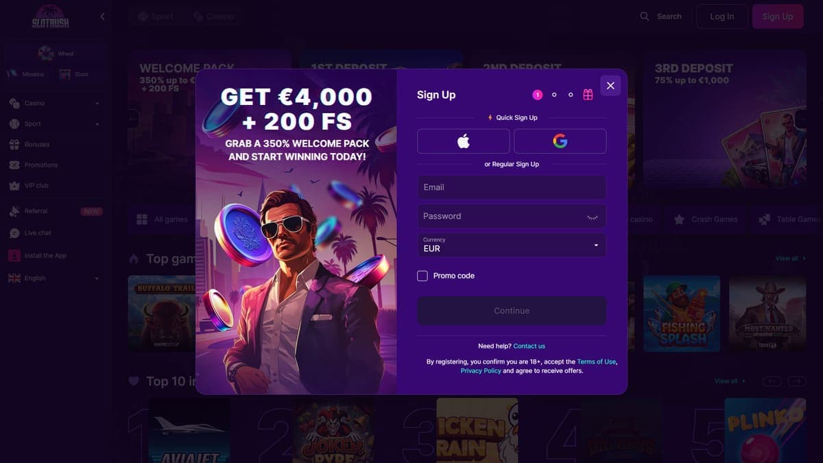 Sign up Slotrush Casino