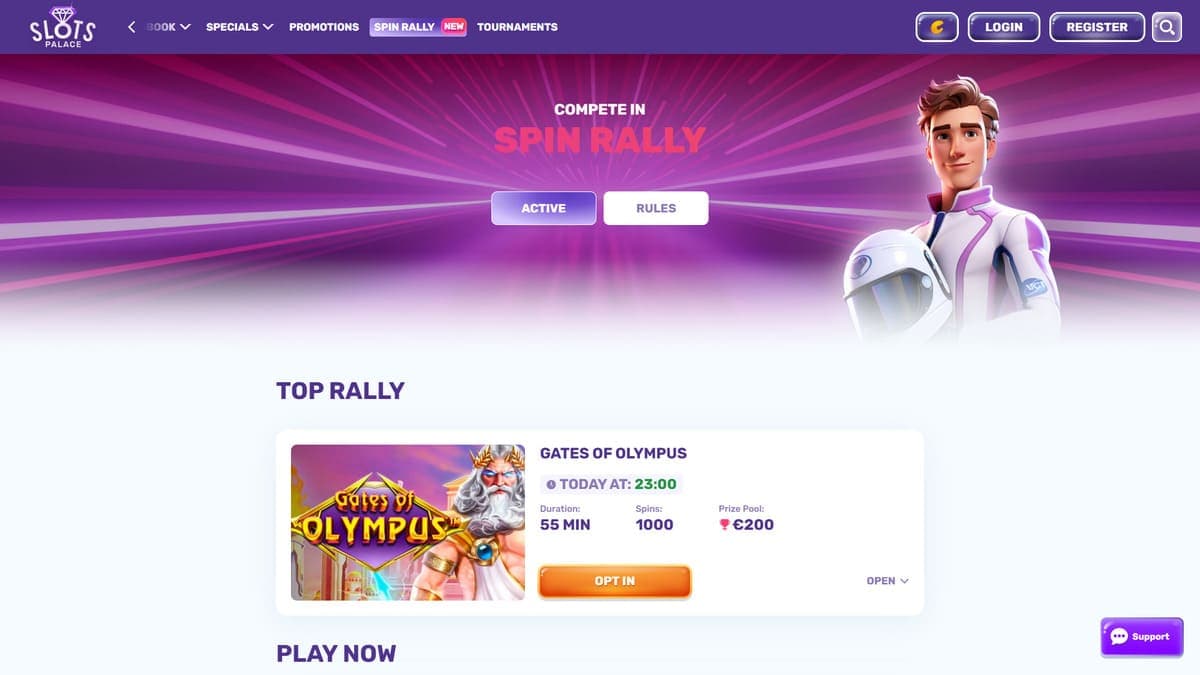 Spin Rally SlotsPalace Casino