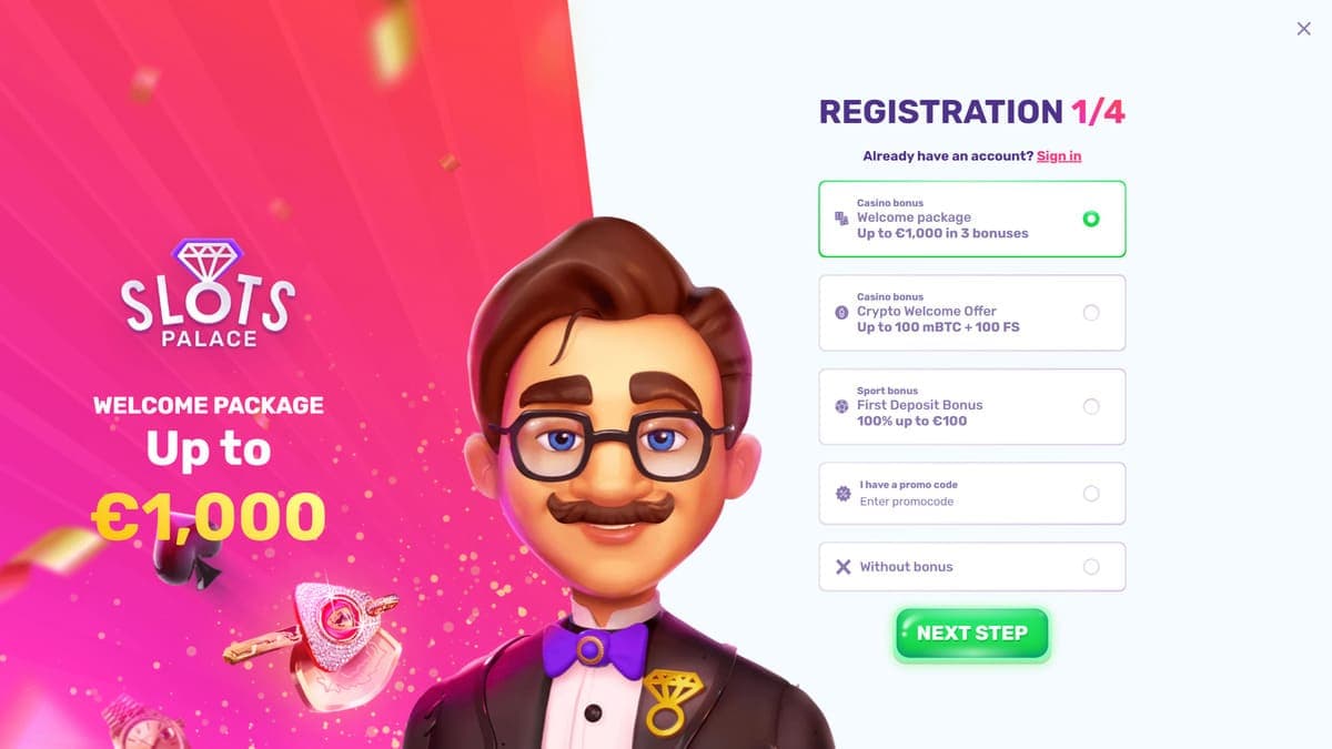 Registration SlotsPalace Casino