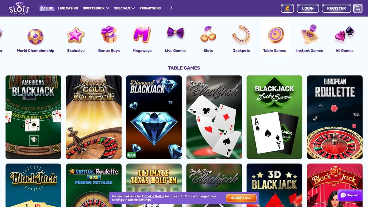 Table games SlotsPalace Casino