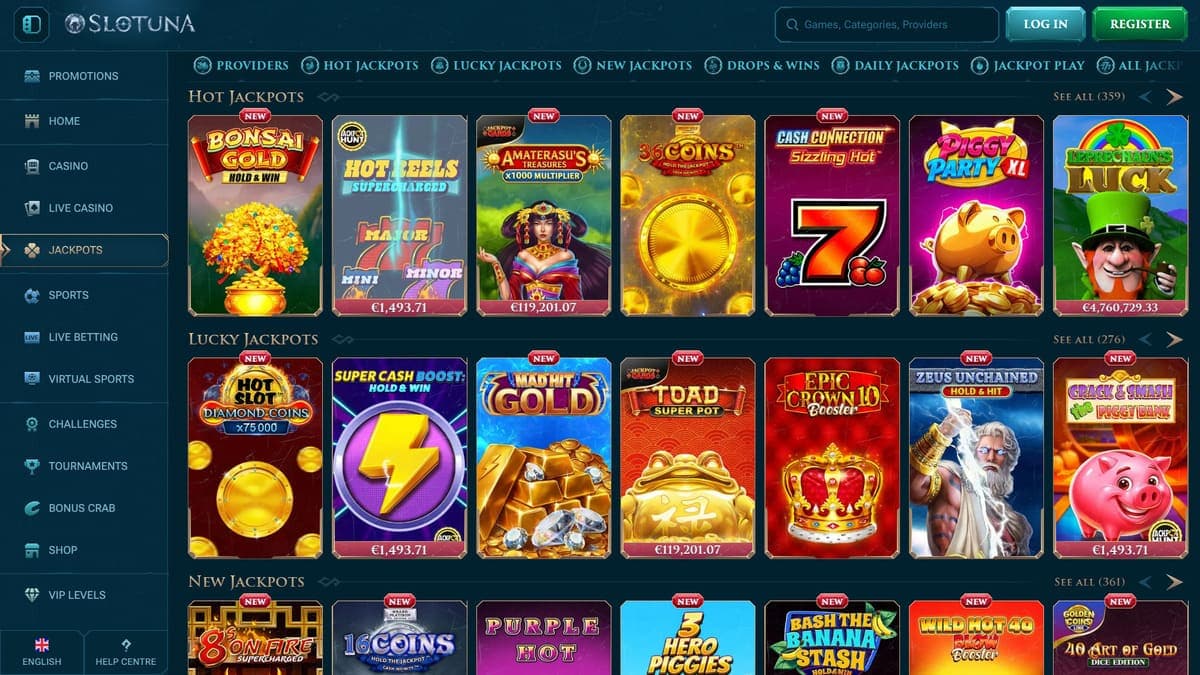 Hot jackpots Slotuna Casino
