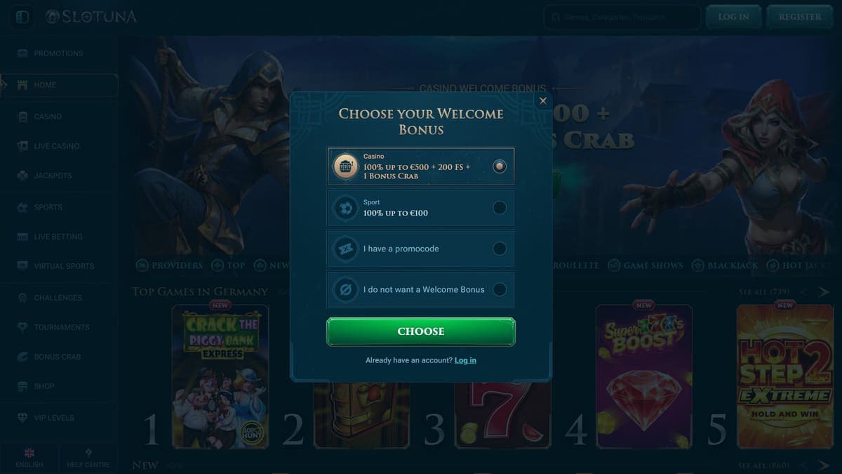 Registration Slotuna Casino
