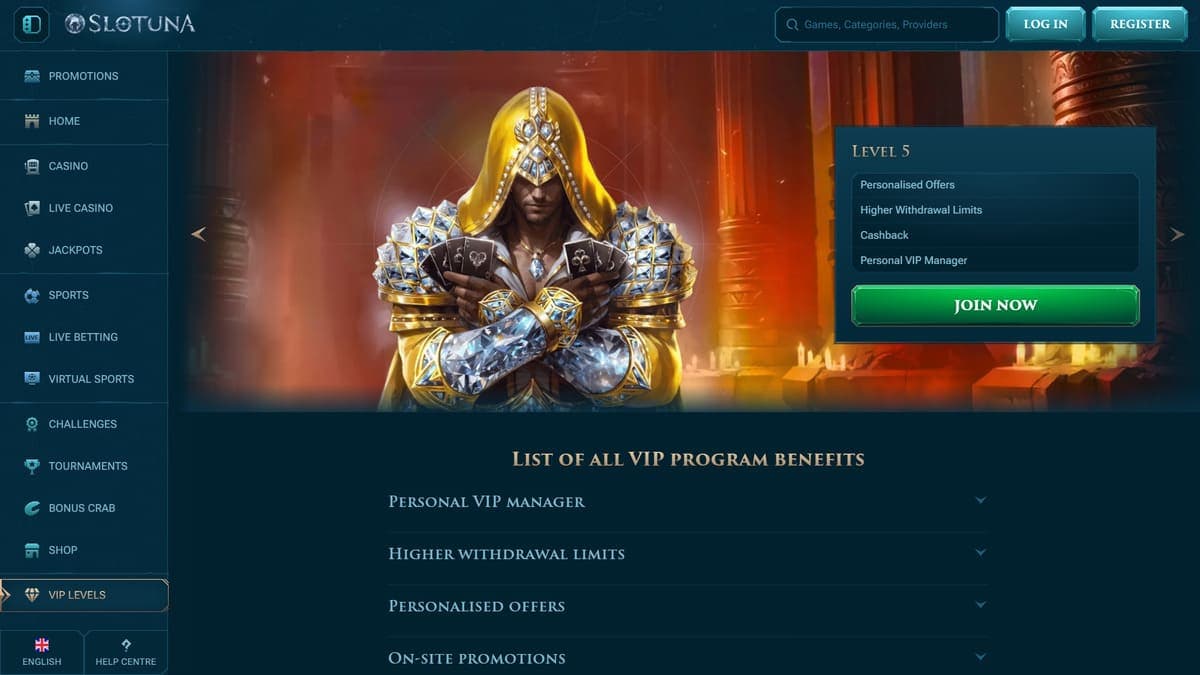 VIP programme Slotuna Casino