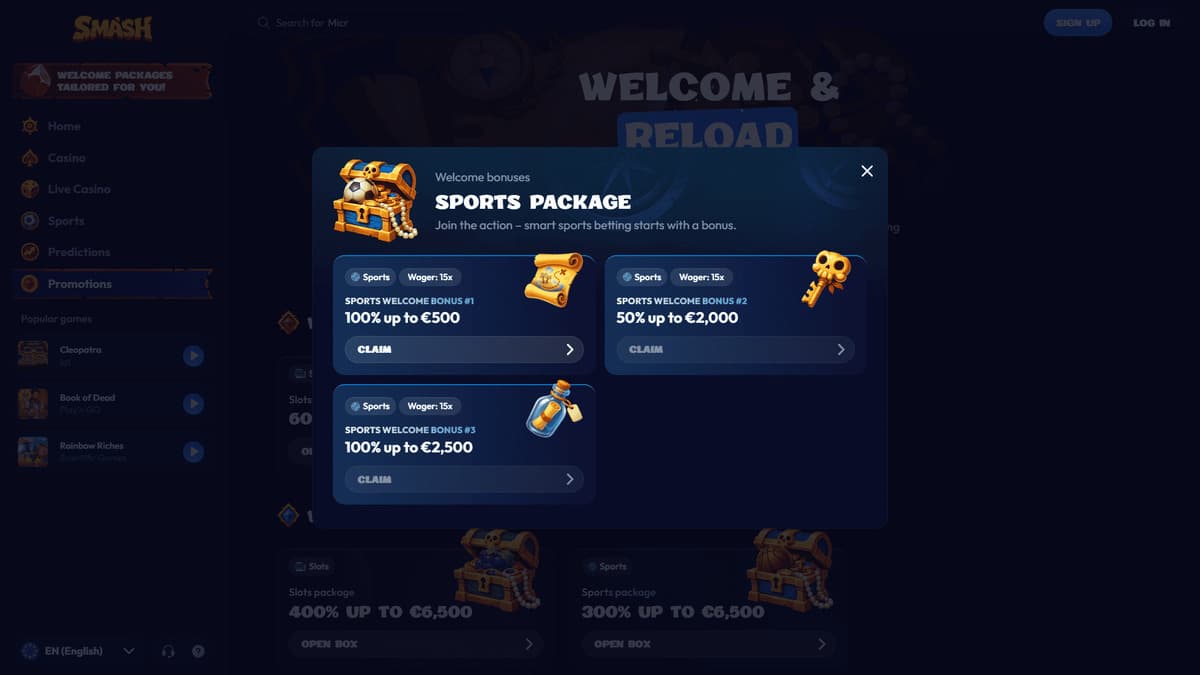 Sports pack Smash Casino