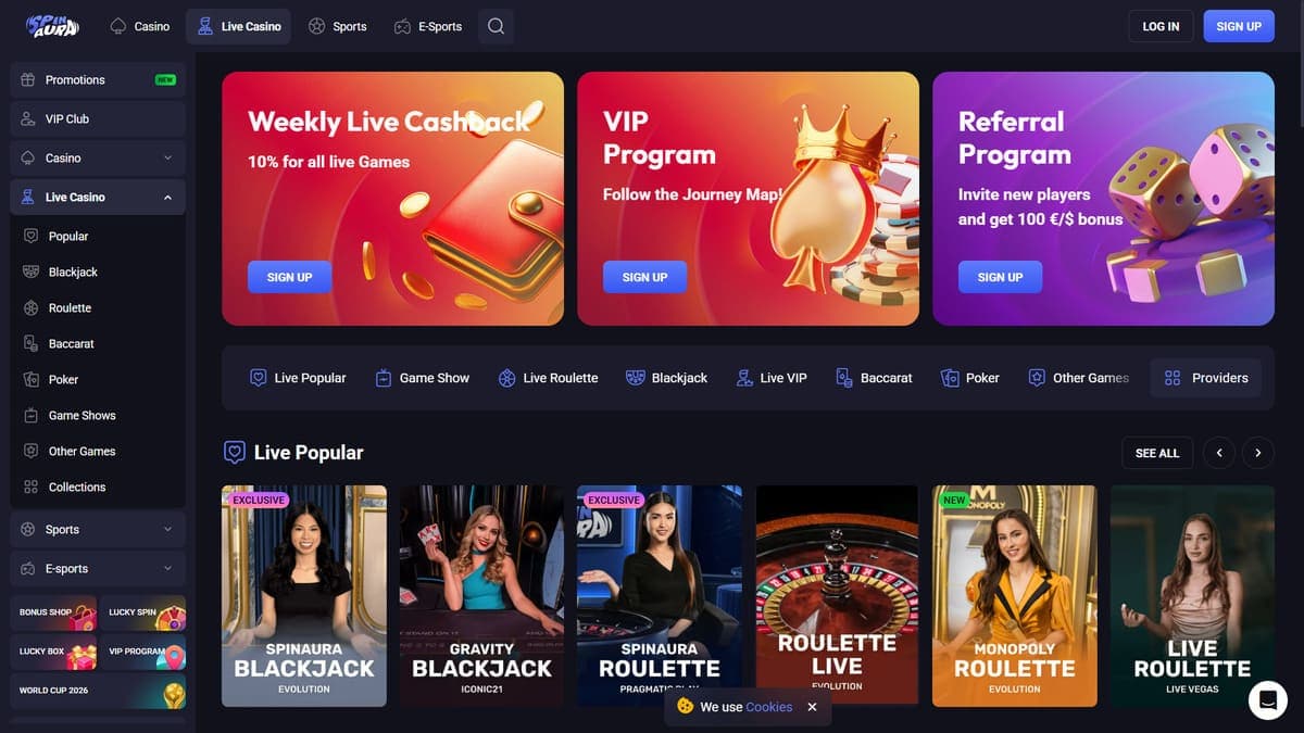 Live Casino Spin Aura Casino