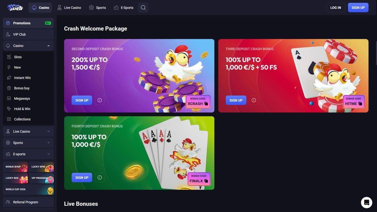 Welcome bonus Spin Aura Casino