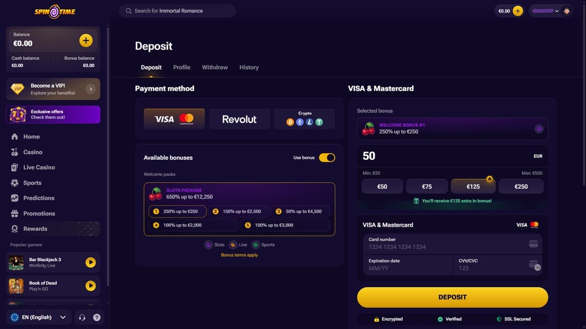 Profile dashboard Spin Time