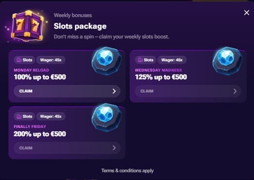 Bonuses and promotions SpinTime casino