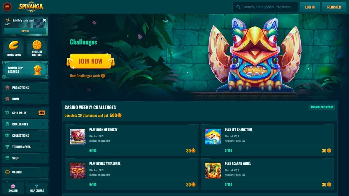 Challenges Spinanga Casino