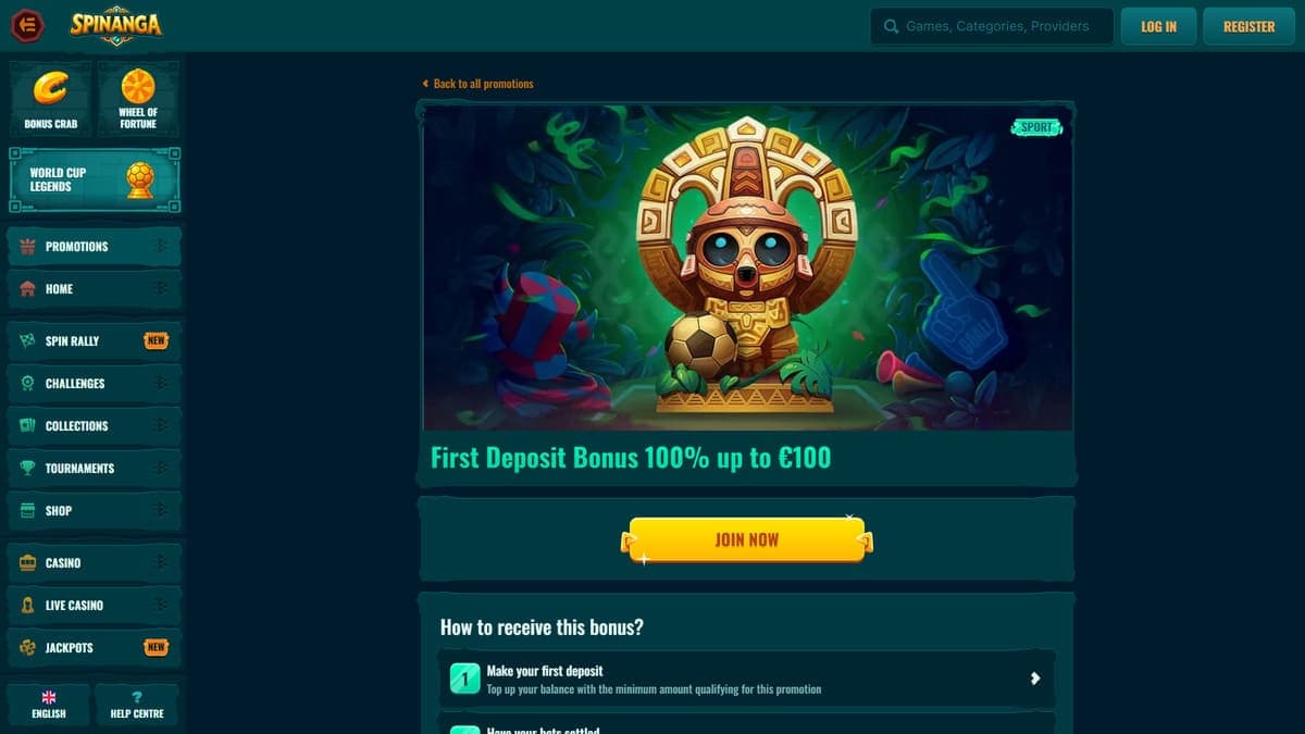First deposit bonus Spinanga Casino