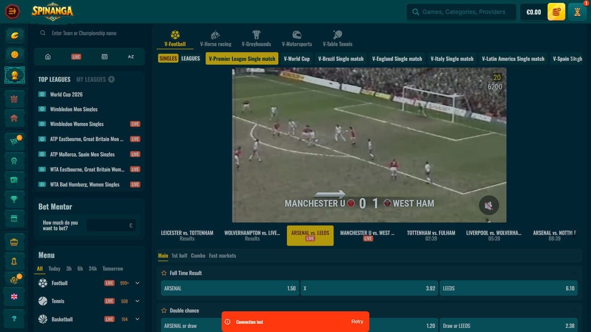 Virtual sports Spinanga Casino