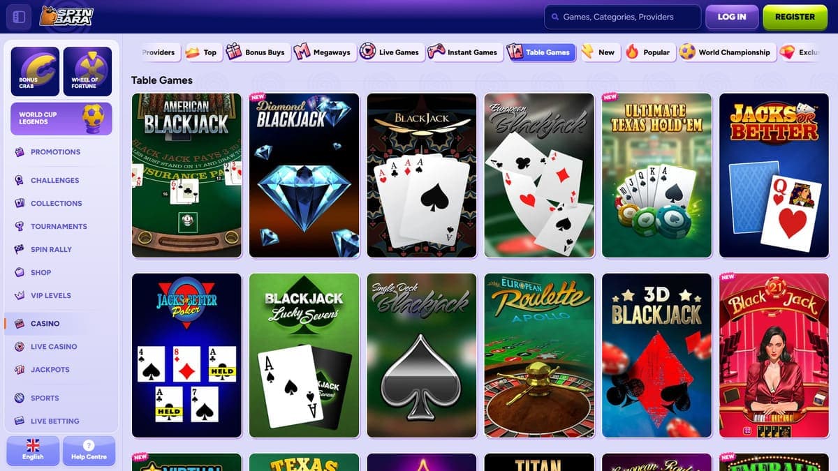Table games Spinbara Casino