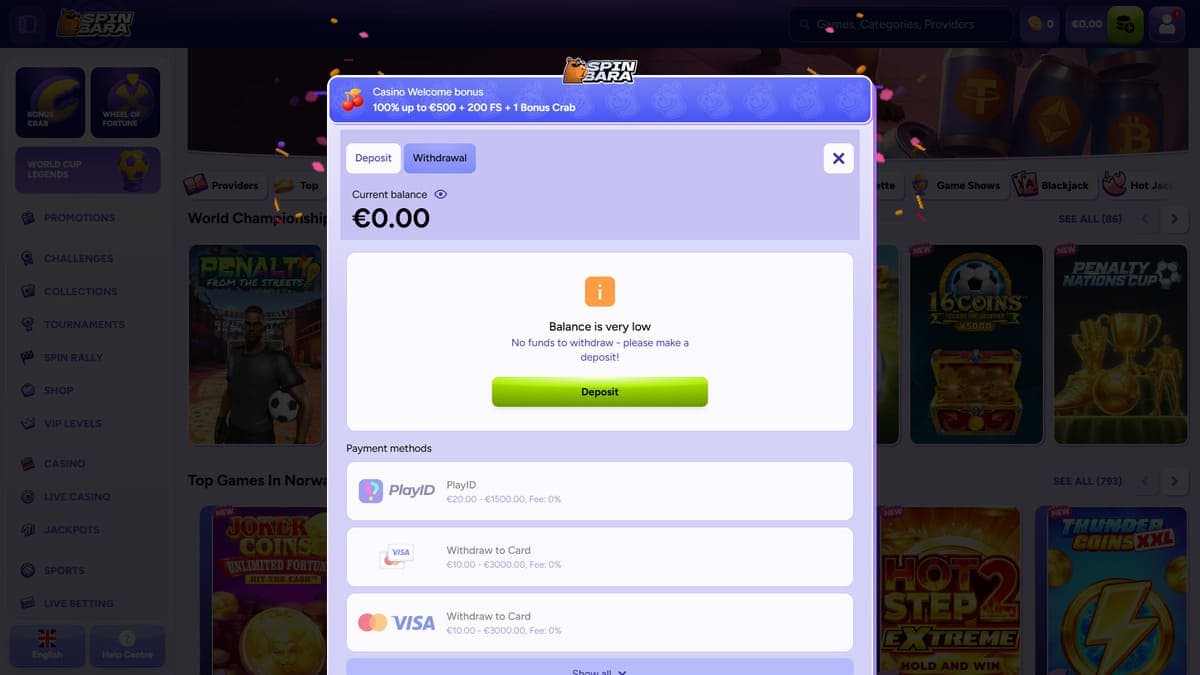 Withdrawal Spinbara Casino