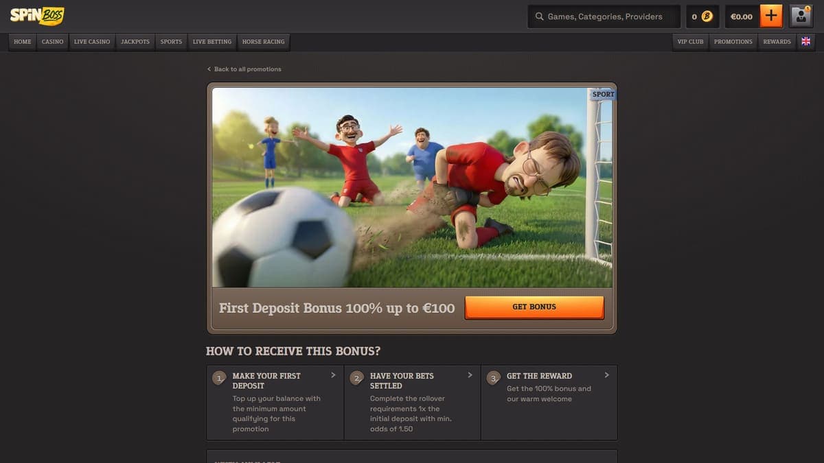 First deposit bonus SpinBoss Casino