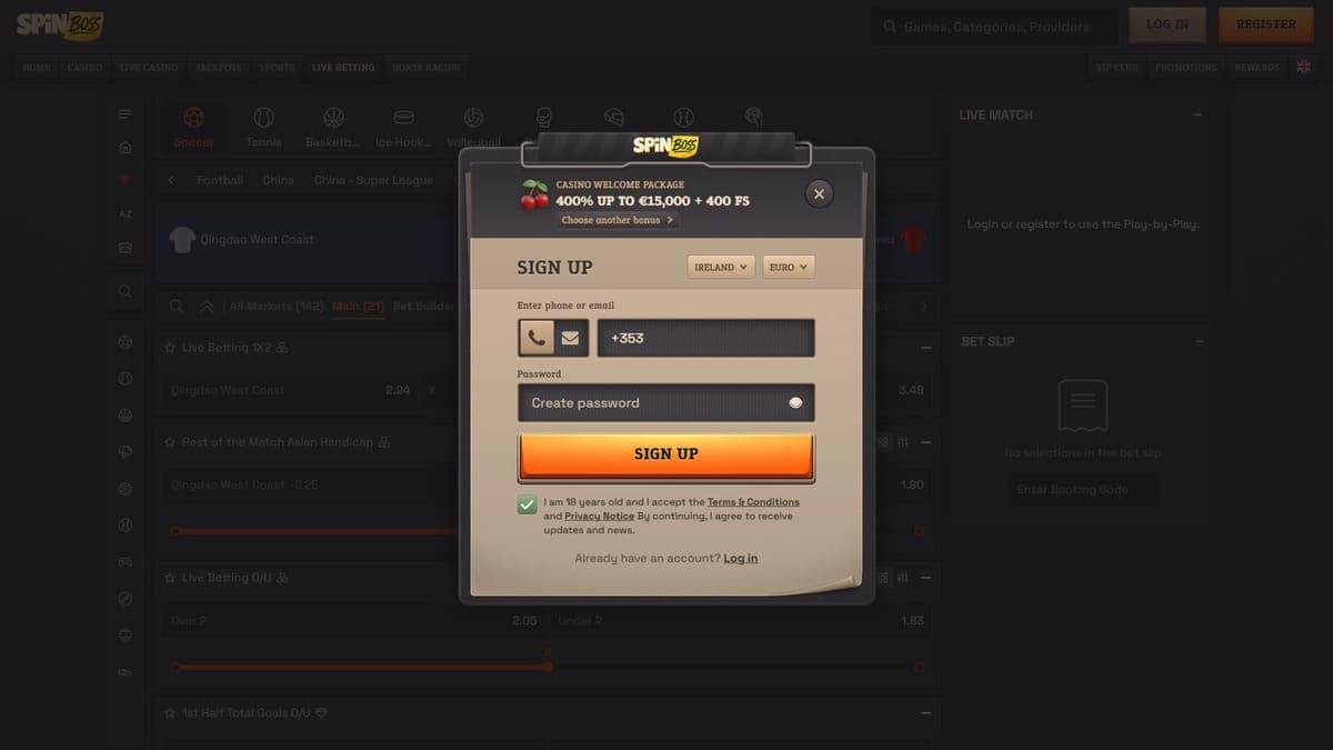 Registration SpinBoss Casino