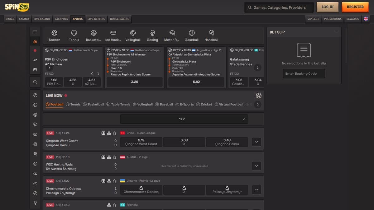 Sports betting SpinBoss Casino
