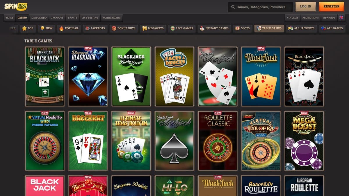 Table games SpinBoss Casino
