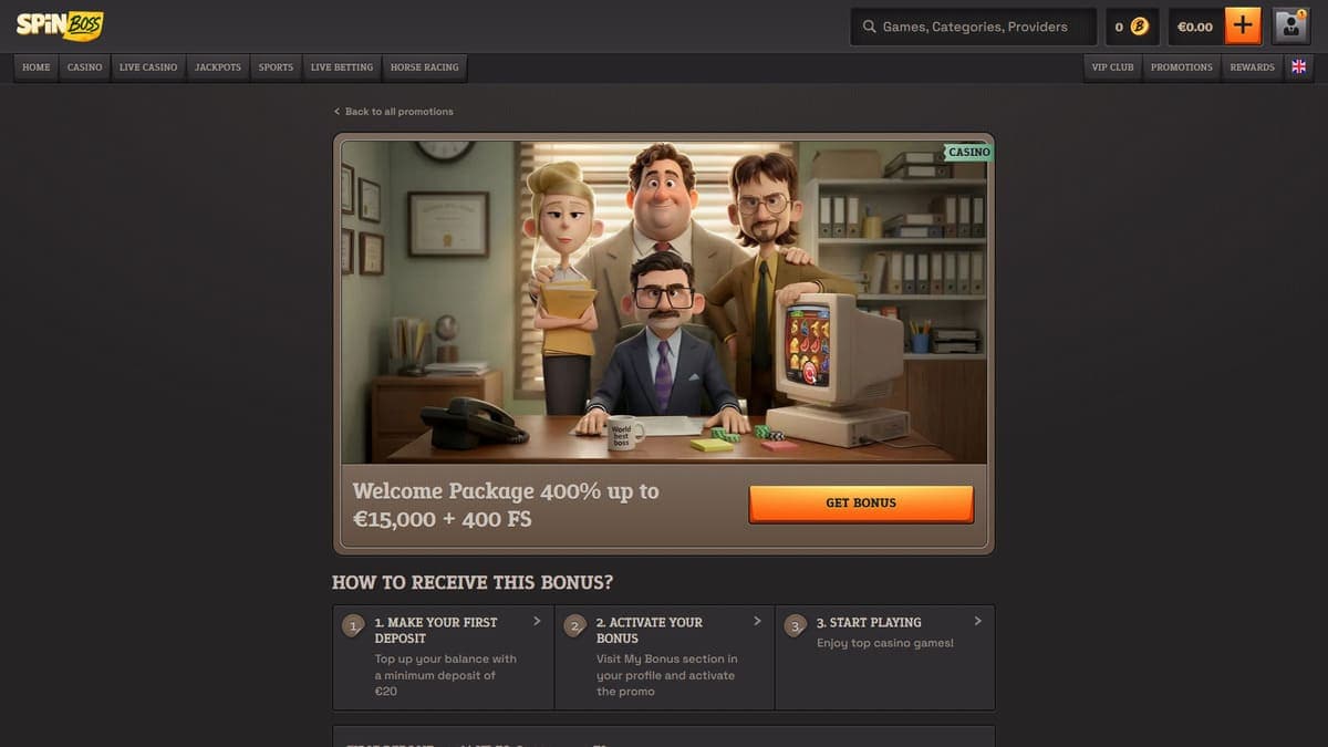 Welcome gift SpinBoss Casino