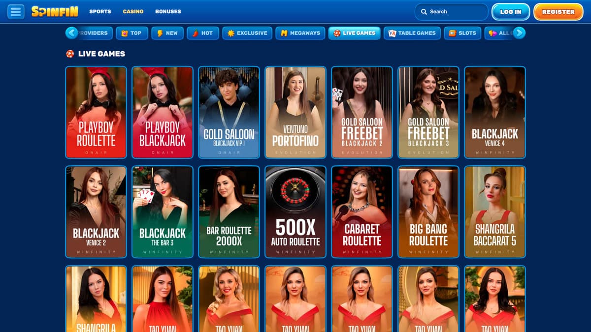 Live games SpinFin Casino