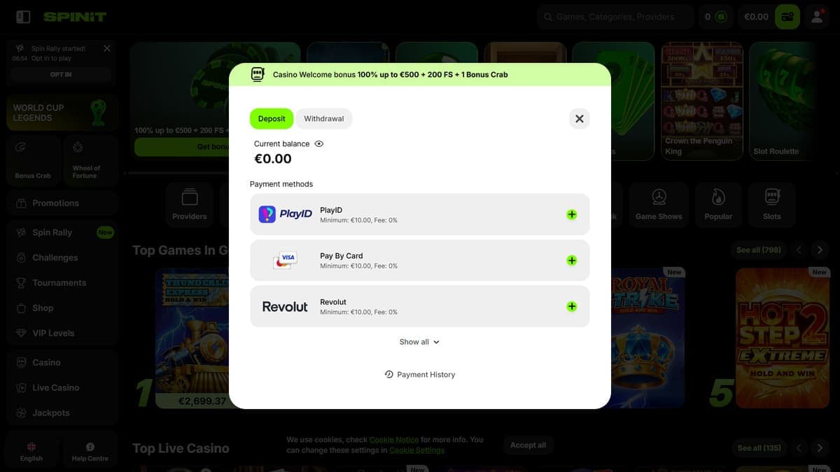 Deposit SpinIT Casino