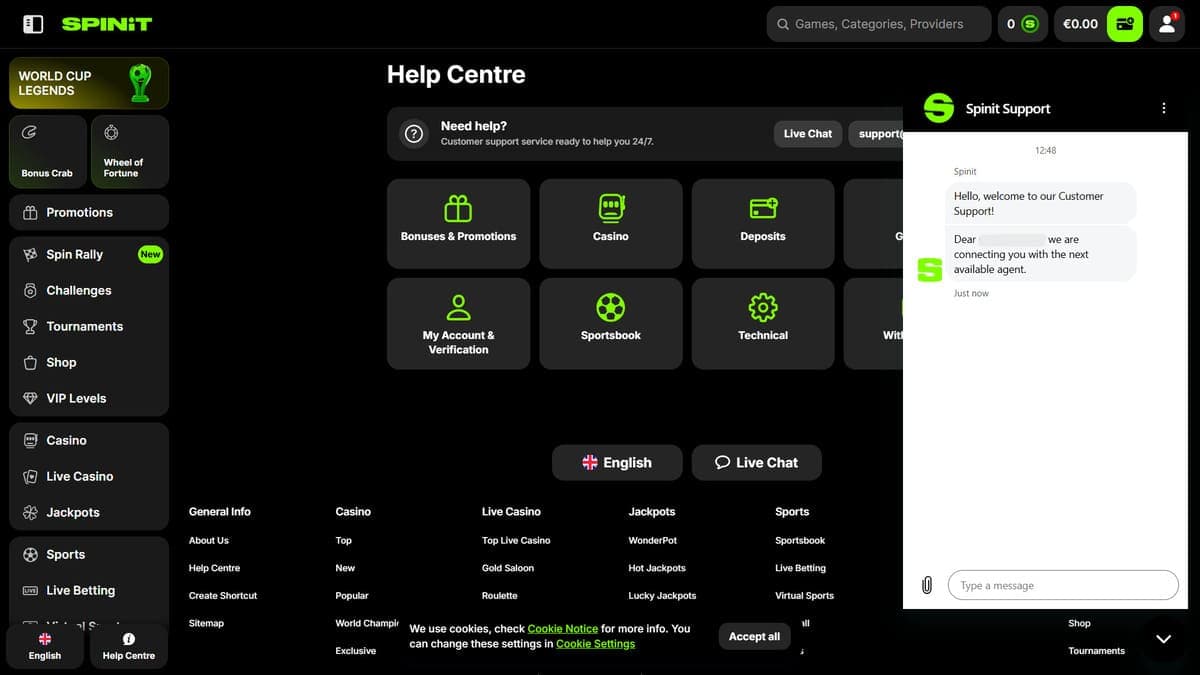 Help centre SpinIT Casino