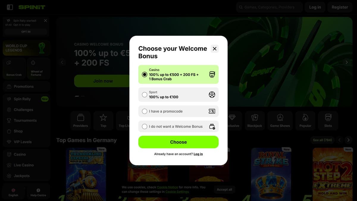 Registration SpinIT Casino