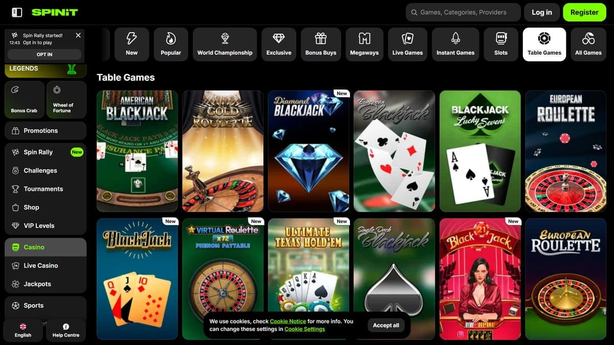 Table games SpinIT Casino
