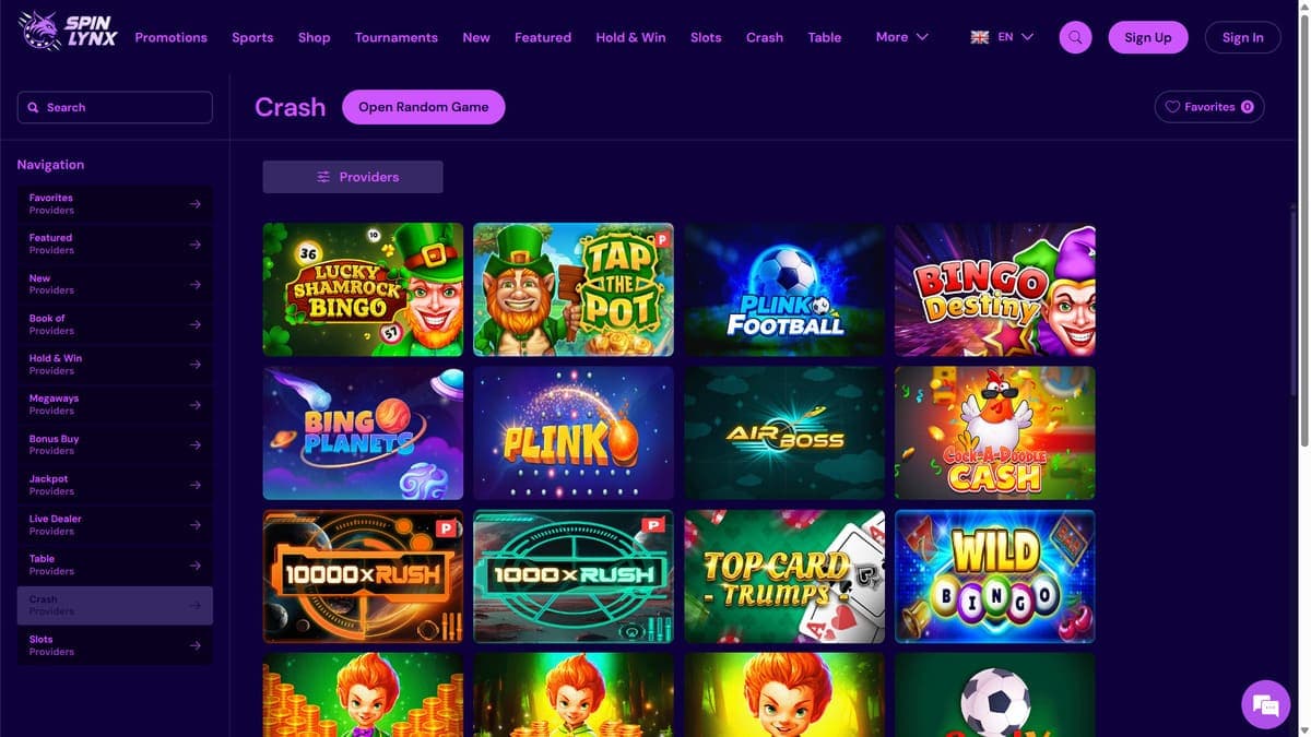 Crash games SpinLynx Casino