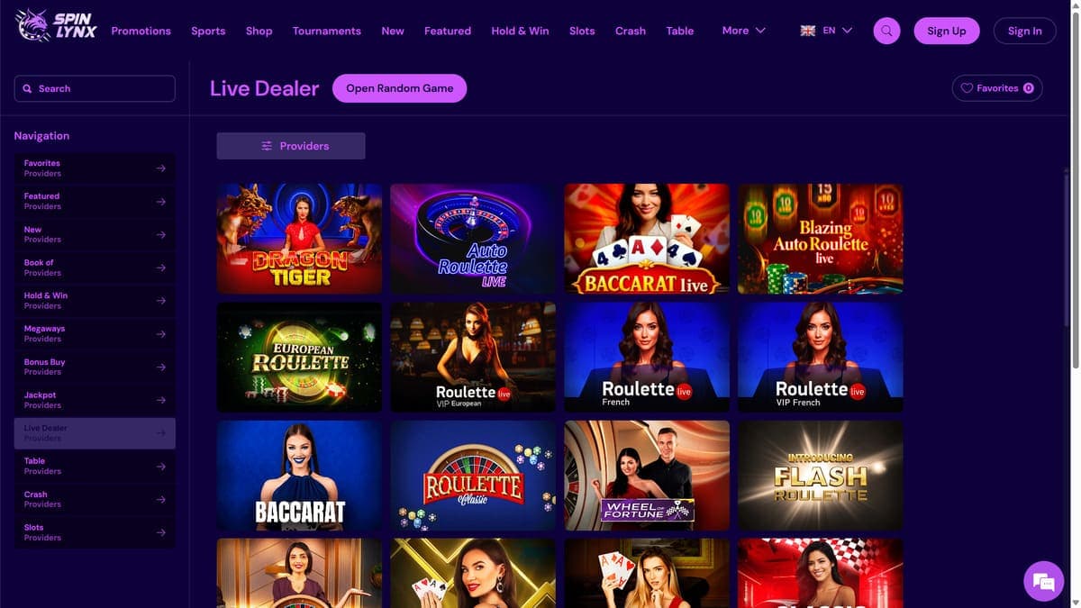 Live casino SpinLynx Casino