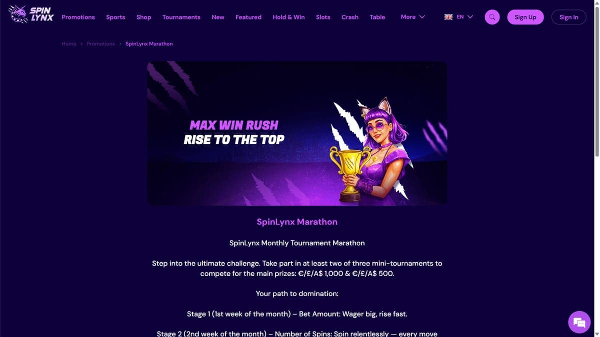Marathon challenge SpinLynx Casino