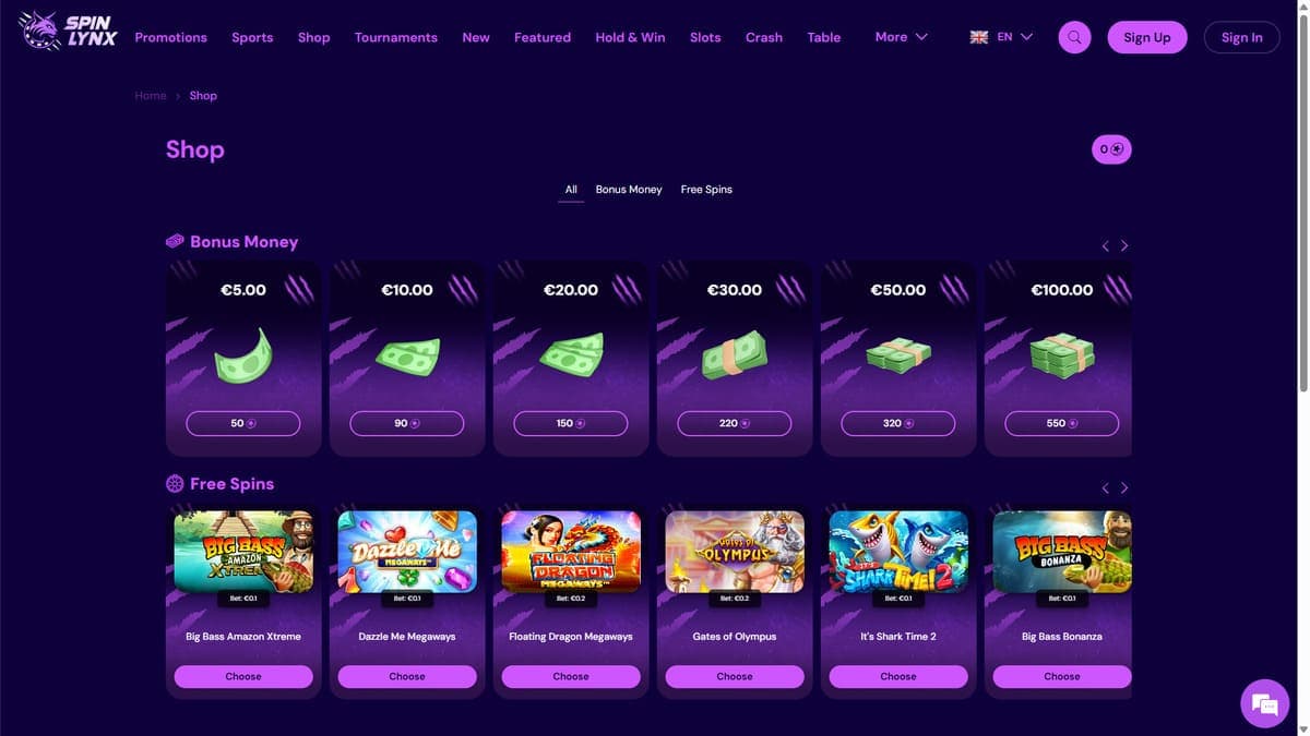 Shop SpinLynx Casino