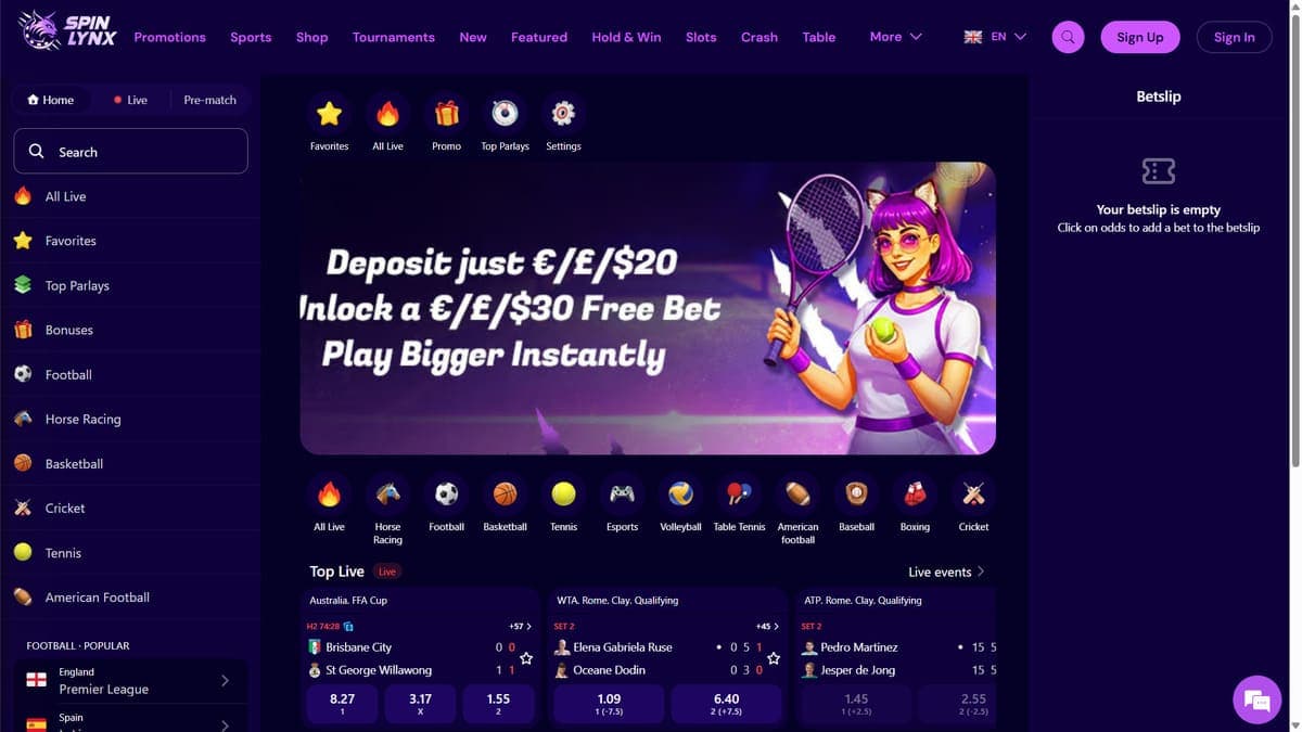 Sports betting SpinLynx Casino