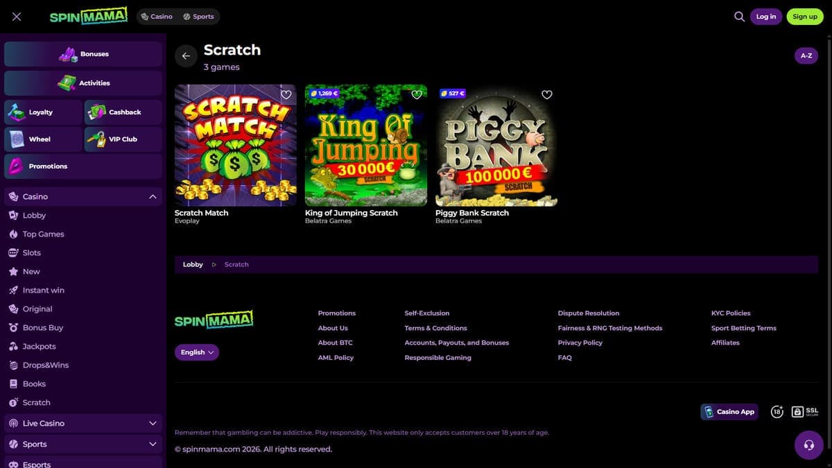 Hidden games SpinMama Casino