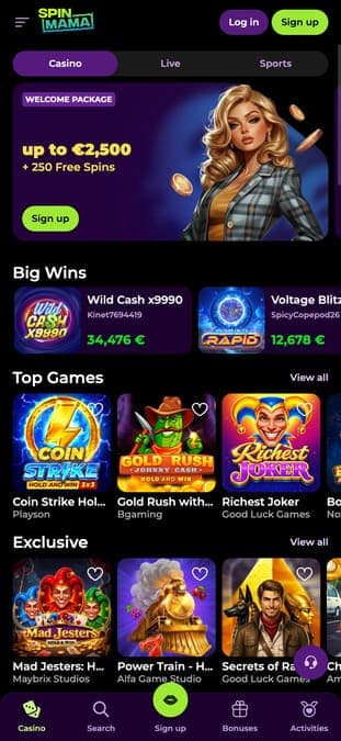 Spinmama casino mobile