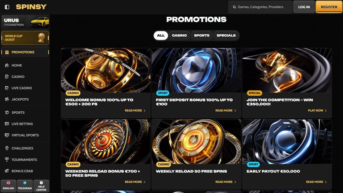 Promotions Spinsy Casino