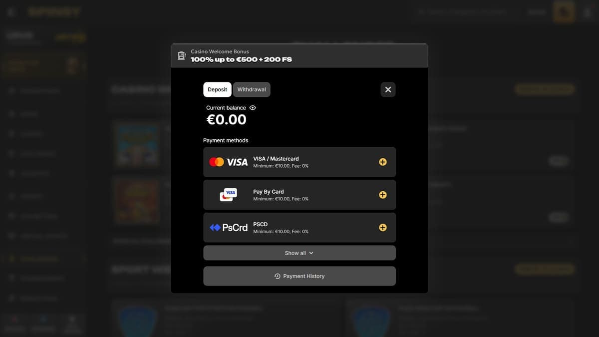 Deposit Spinsy Casino