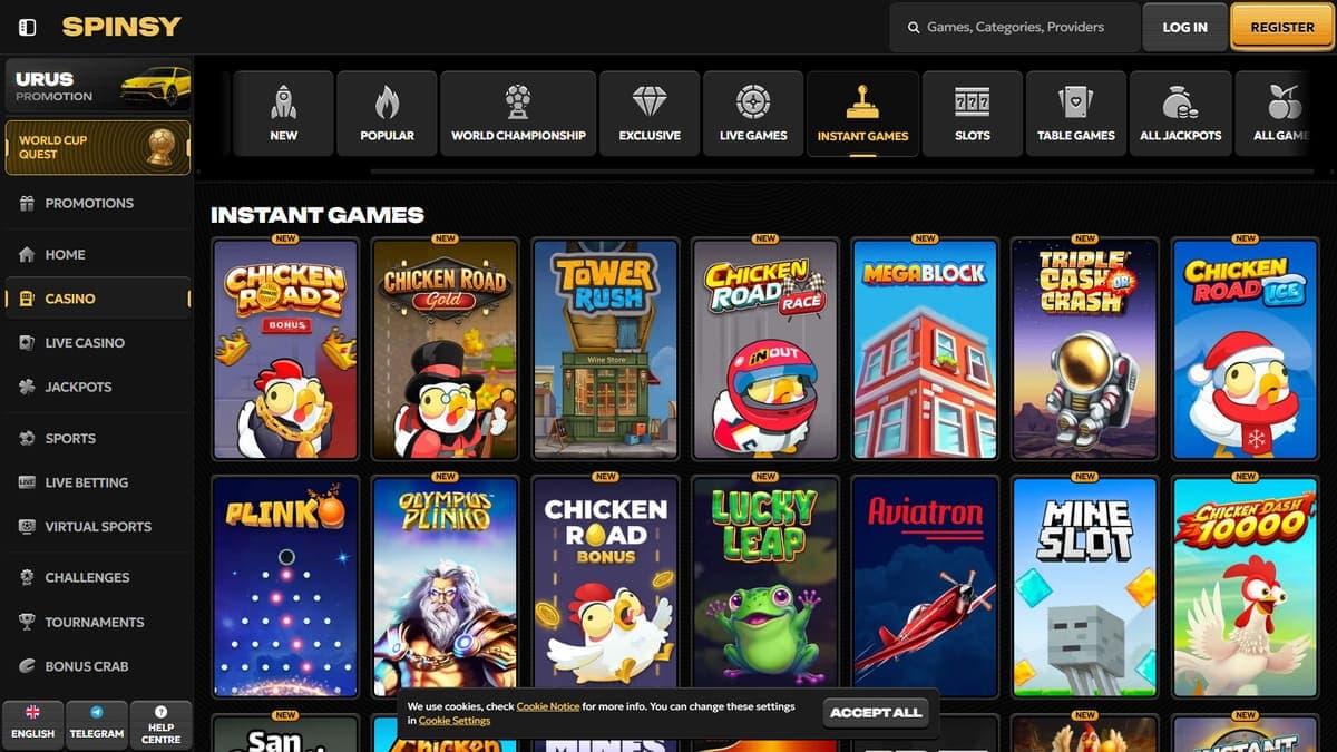 instant games Spinsy Casino
