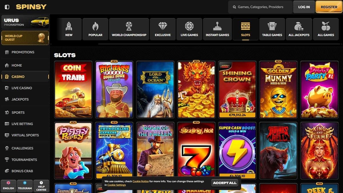 Slot machines Spinsy Casino