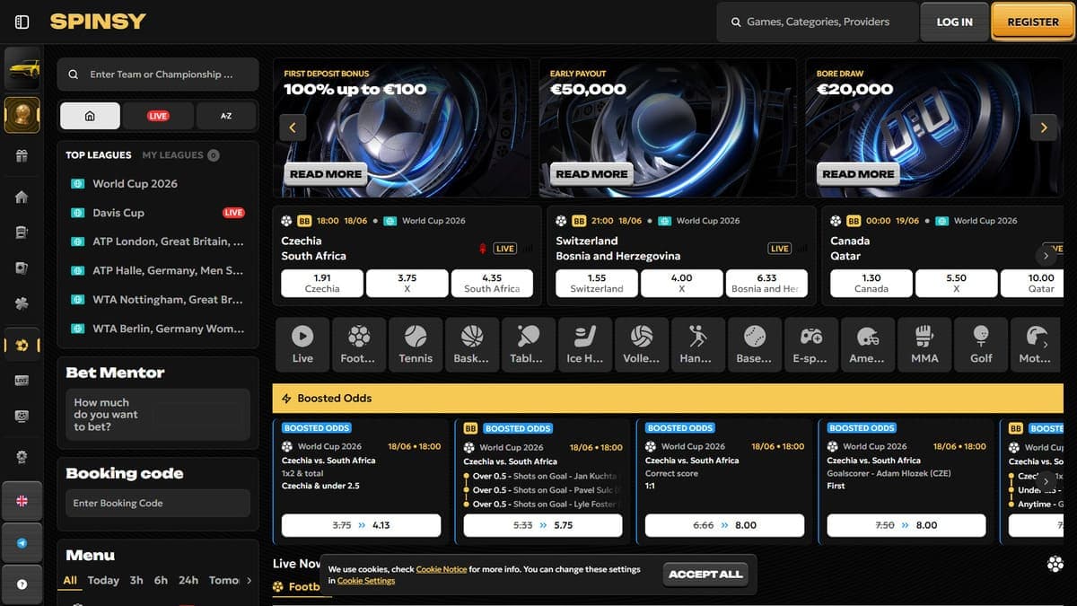 Sports betting Spinsy Casino