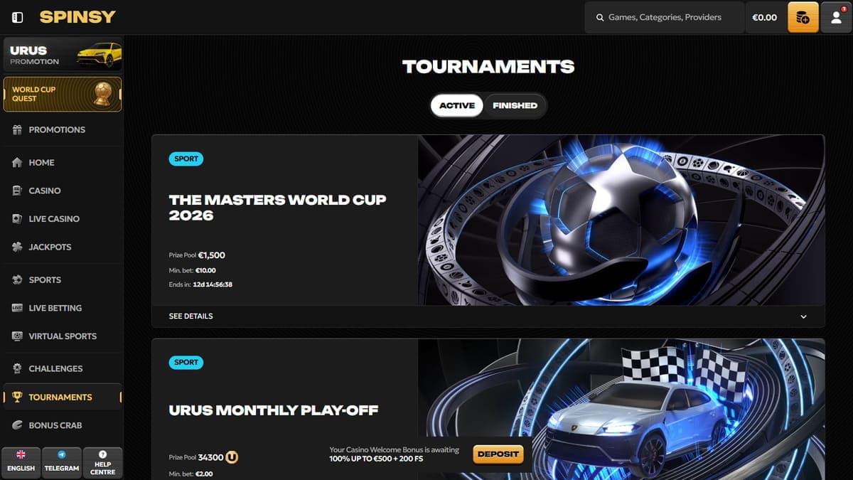 Tournaments Spinsy Casino