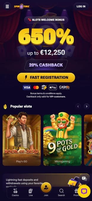 Spin Time casino mobile