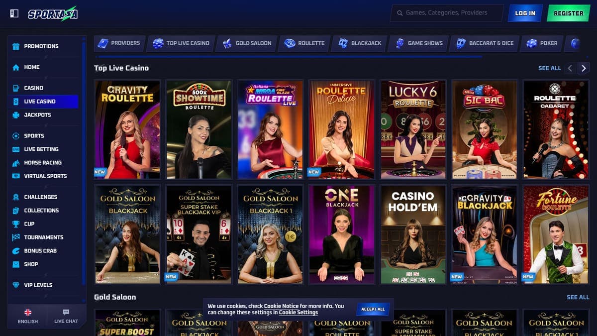 Best live Sportaza Casino