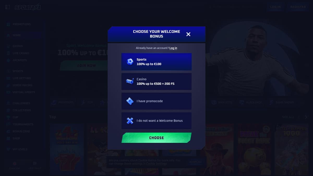 Registration Sportaza Casino