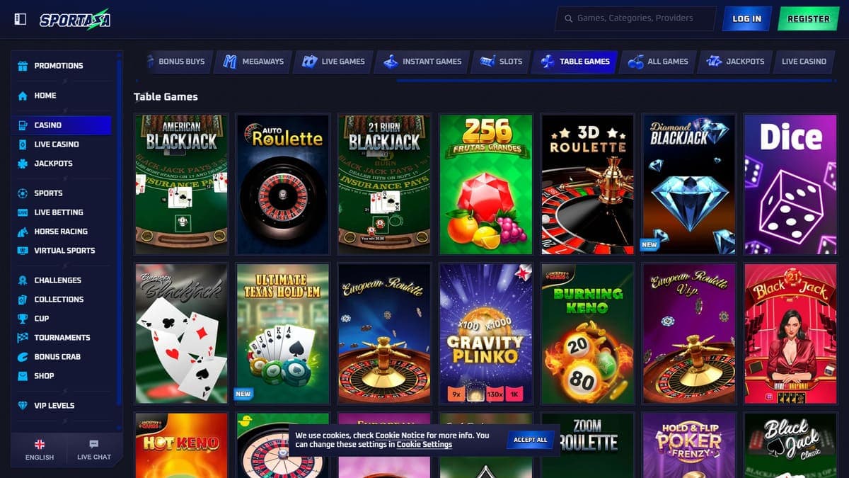 Table games Sportaza Casino