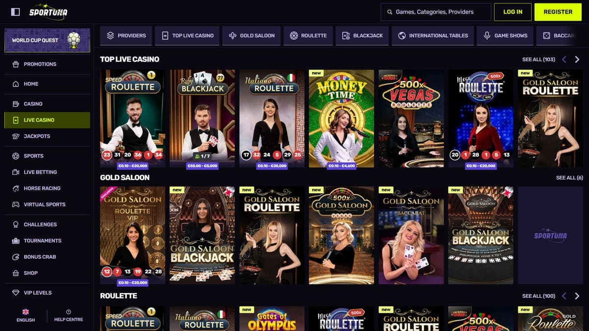 Best live Sportuna Casino
