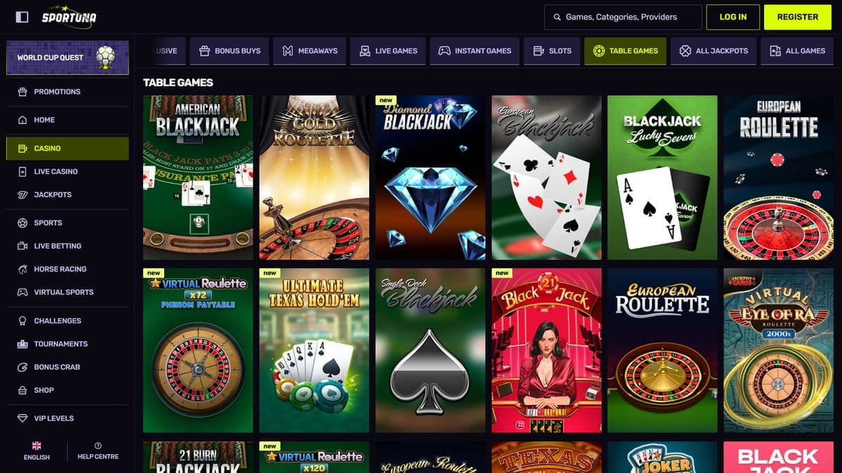 Table games Sportuna Casino
