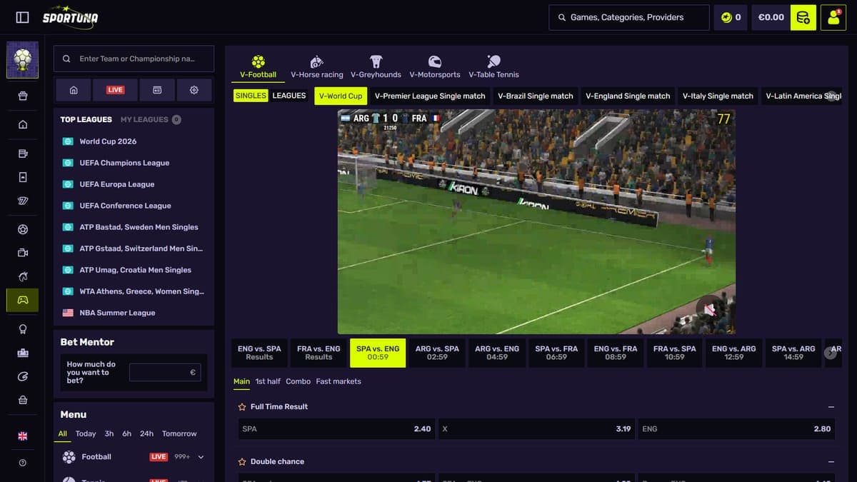 Virtual sports Sportuna Casino