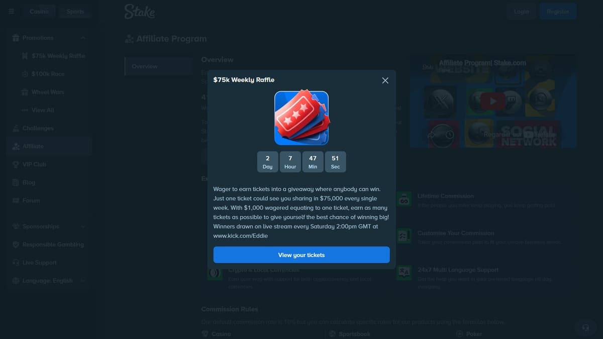 Weekly raffle Stake Casino