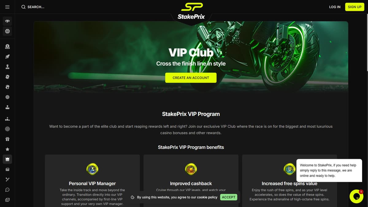 VIP club StakePrix Casino
